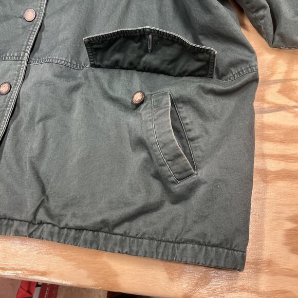 Vtg St. John's Bay Flannel Lined Corduroy Trim Chore Barn Jacket Green Size 3X - Picture 7 of 16